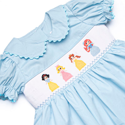 Princess Party Smocked Dress, Blue