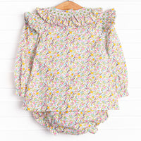 Blooming Bushes Smocked Diaper Set, Green