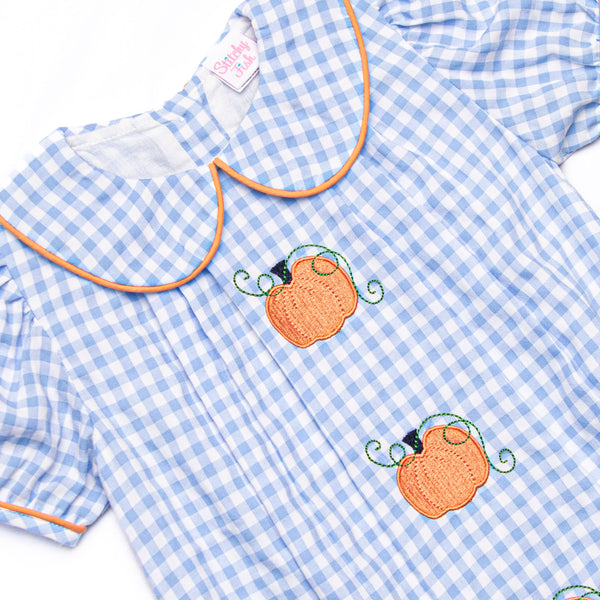 Autumn Days Embroidered Girl Bubble, Blue