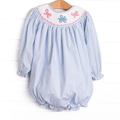 Wrapped in Ribbons Smocked Bubble, Blue