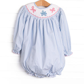Wrapped in Ribbons Smocked Bubble, Blue