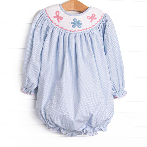 Wrapped in Ribbons Smocked Bubble, Blue