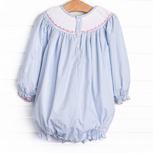 Wrapped in Ribbons Smocked Bubble, Blue