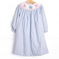 Wrapped in Ribbons Smocked Bishop Dress, Blue