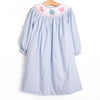 Wrapped in Ribbons Smocked Bishop Dress, Blue