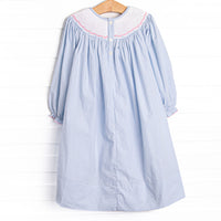 Wrapped in Ribbons Smocked Bishop Dress, Blue