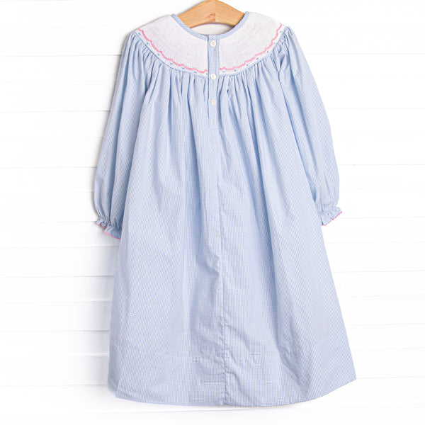 Wrapped in Ribbons Smocked Bishop Dress, Blue