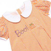Boo! Embroidered Dress, Orange