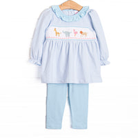 Jungle Jive Smocked Legging Set, Blue