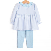 Jungle Jive Smocked Legging Set, Blue