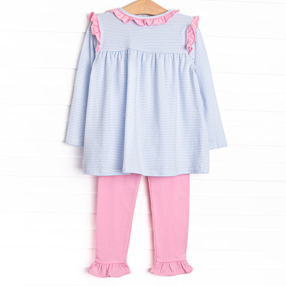Everyday Play Ruffle Legging Set, Pink and Blue Stripe