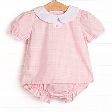 Petite Plaid Diaper Set, Pink