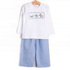 Zoo Park Pals Smocked Pant Set, Blue
