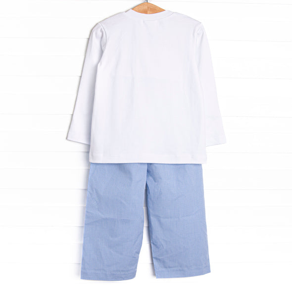 Zoo Park Pals Smocked Pant Set, Blue