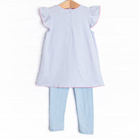 Pocketful of Berries Applique Legging Set, Blue