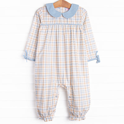 Perfect Day Plaid Romper, Blue