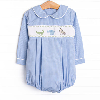Zoo Park Pals Smocked Boy Bubble, Blue