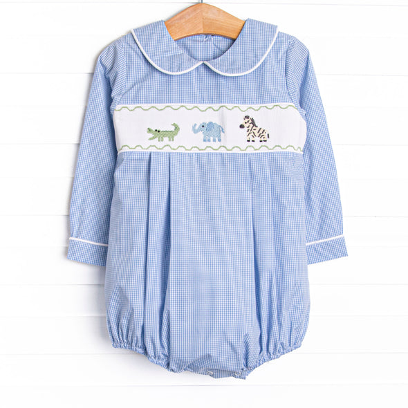 Zoo Park Pals Smocked Boy Bubble, Blue