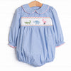 Zoo Park Pals Smocked Girl Bubble, Blue
