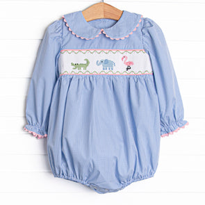 Zoo Park Pals Smocked Girl Bubble, Blue