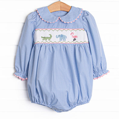 Zoo Park Pals Smocked Girl Bubble, Blue