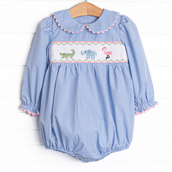Zoo Park Pals Smocked Girl Bubble, Blue