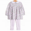 Gingham Gardenias Legging Set, Pink