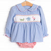 Zoo Park Pals Smocked Diaper Set, Blue