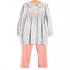 Bows and Bouquets Smocked Legging Set, Pink