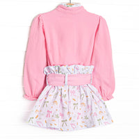 Fall Frenzy Ruffle Neck Skirt Set, Pink