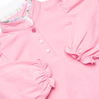 Fall Frenzy Ruffle Neck Skirt Set, Pink