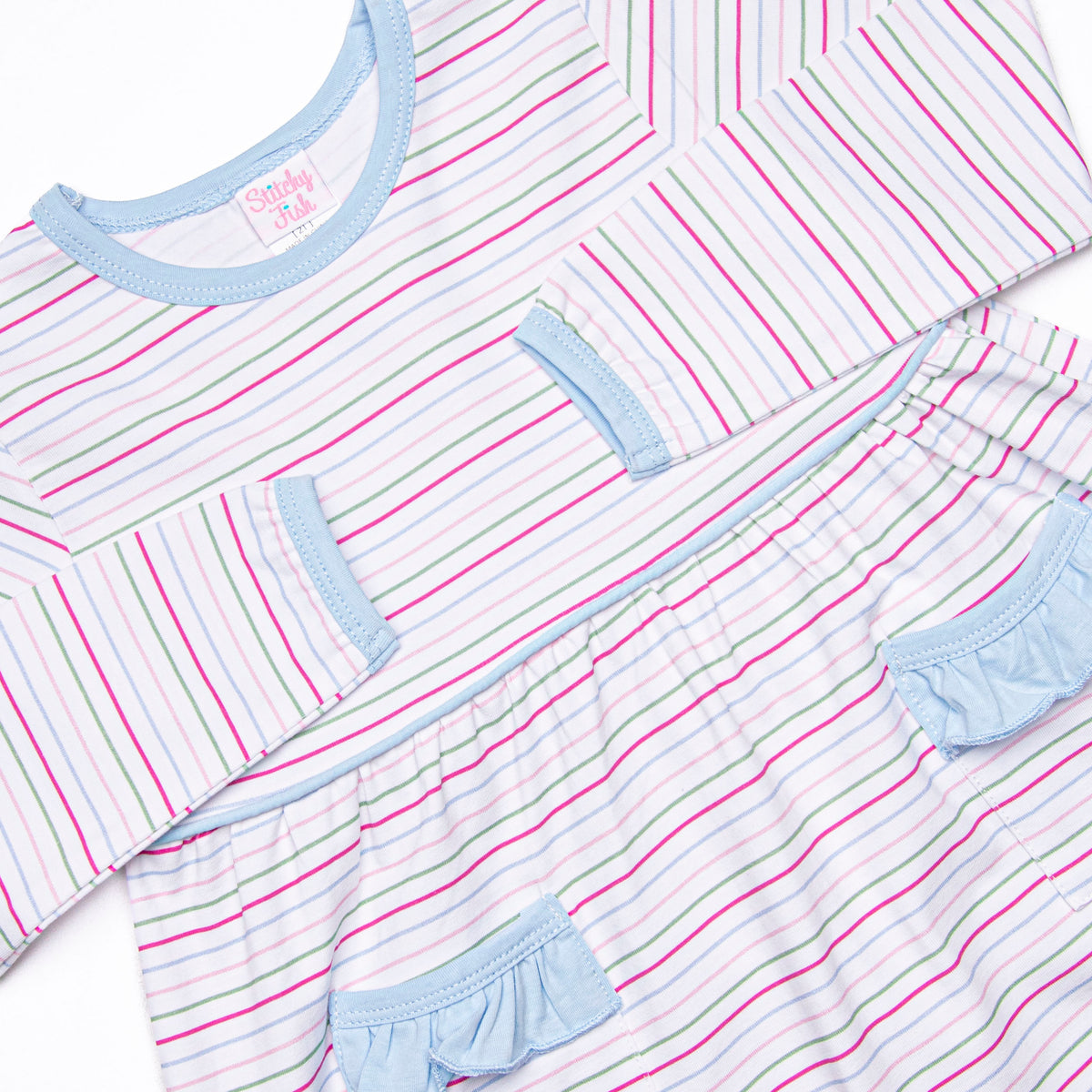 Raspberry Stripes Legging Set, Blue – Stitchy Fish