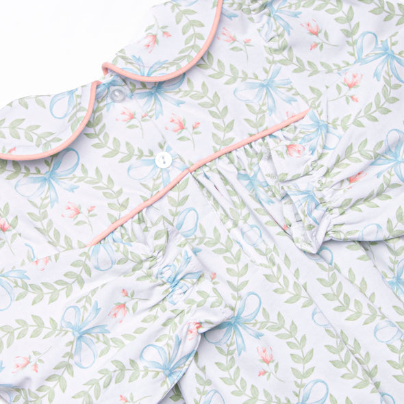 Bows and Bouquets Smocked Legging Set, Pink