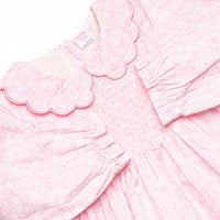 Delightful Days Elastic Smocked Scalloped Collar Dress, Pink