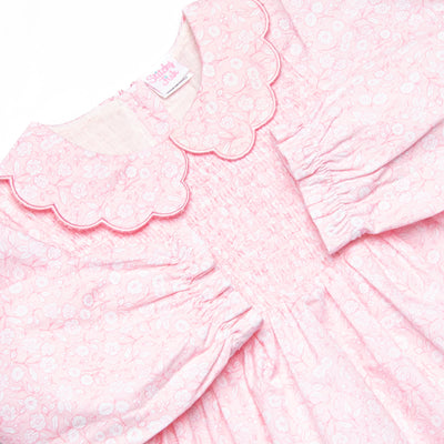 Delightful Days Elastic Smocked Scalloped Collar Legging Set, Pink