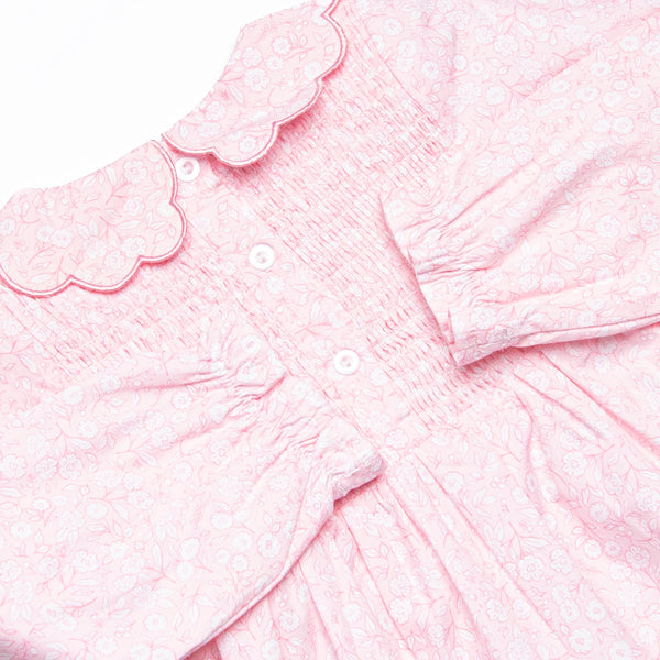 Delightful Days Elastic Smocked Scalloped Collar Legging Set, Pink