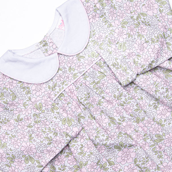 Gingham Gardenias Legging Set, Pink