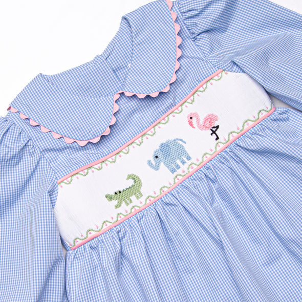 Zoo Park Pals Smocked Diaper Set, Blue