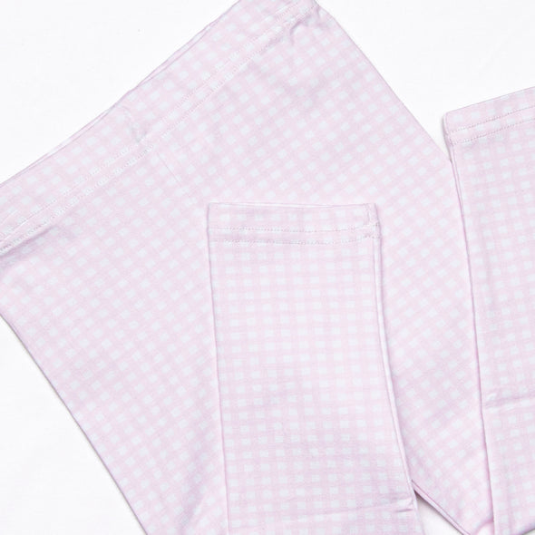 Gingham Gardenias Legging Set, Pink