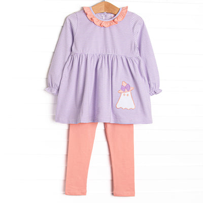 Little Boo Thing Applique Legging Set, Purple