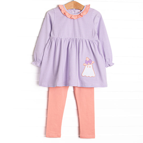 Little Boo Thing Applique Legging Set, Purple
