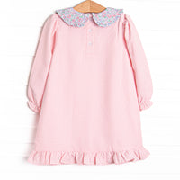 Pretty Pretty Pumpkin Applique Collared Dress, Pink