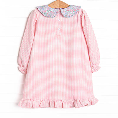Pretty Pretty Pumpkin Applique Collared Dress, Pink