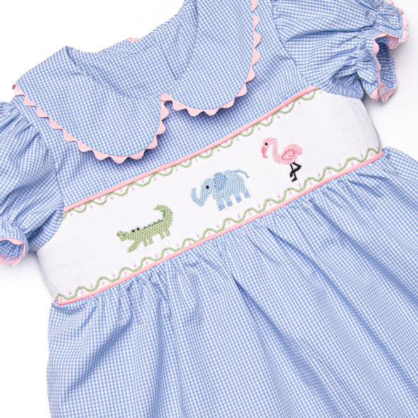 Zoo Park Pals Smocked Legging Set, Blue