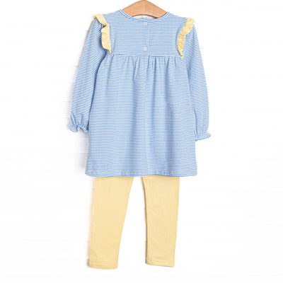 Bonnie Legging Set, Yellow and Medium Blue Stripe