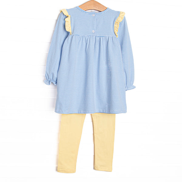 Bonnie Legging Set, Yellow and Medium Blue Stripe