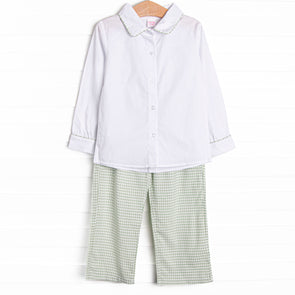 Garden Gingham Pant Set, Green