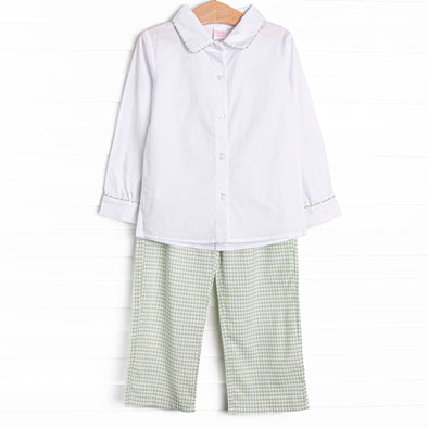Garden Gingham Pant Set, Green