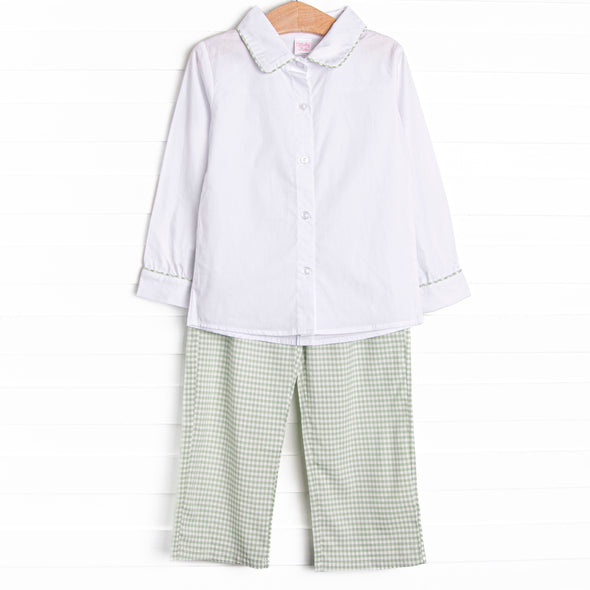 Garden Gingham Pant Set, Green