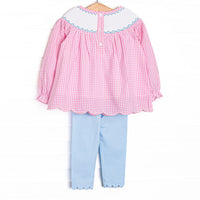Here Comes the Sunflower Smocked Legging Set, Pink